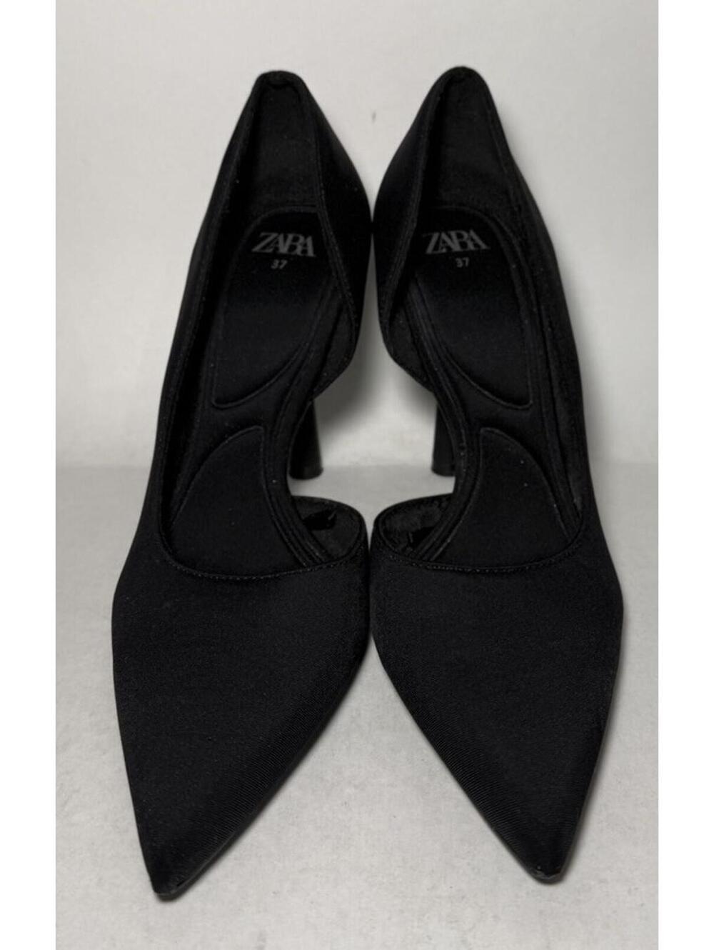 ZARA D'Orsay Stiletto Pump Pointed Toe 4 inch Heels Black